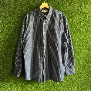 Duluth Trading Co Wrinkle Fighter Blue Plaid Long Sleeve Button Up Shirt
